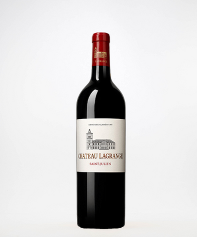 A bottle of 2022 Ch. Lagrange wine from Bordeaux, France.