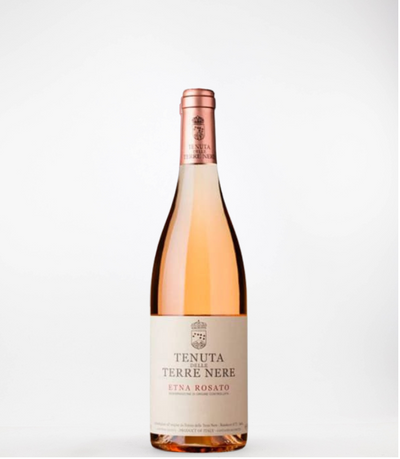 Bottle of Tenuta Terre Nere Rosato wine on a white background