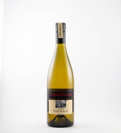 A bottle of 2020 Ziereisen Weisser Burgunder wine with a white label, predominantly displaying the name of the wine and the brand.